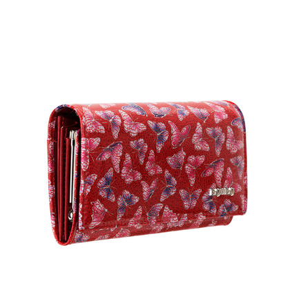 Duży czerwony portfel damski BajuBaj ze skóry licowej z biglem PD1602s86