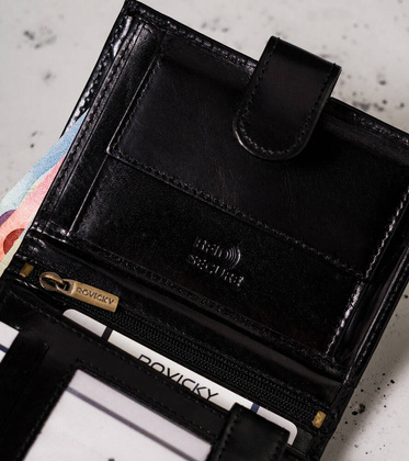 Elegancki skorzany portfel meski z czerwonym akcentem