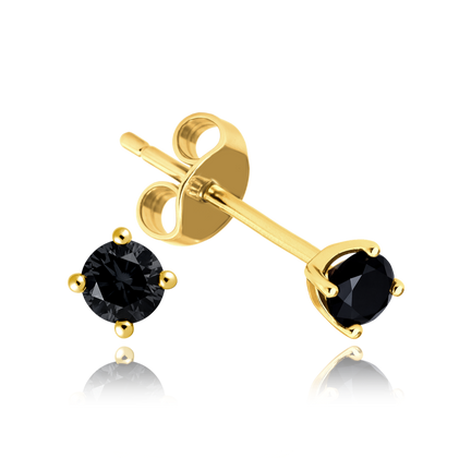 MINET Eleganckie złote kolczyki kulki z onyksem Au 585/1000 0,65g