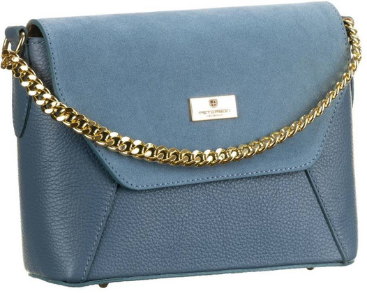 Elegancka listonoszka z łańcuszkiem Peterson Niebieska
