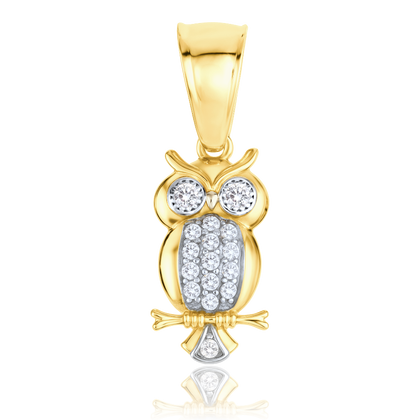 MINET Złoty wisiorek sowa z białymi cyrkoniami Au 585/1000 1,35g