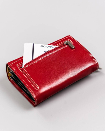 Skórzany portfel damski zamykany na zatrzask