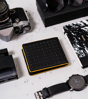 Skorzany sportowy portfel meski z ochrona kart RFID