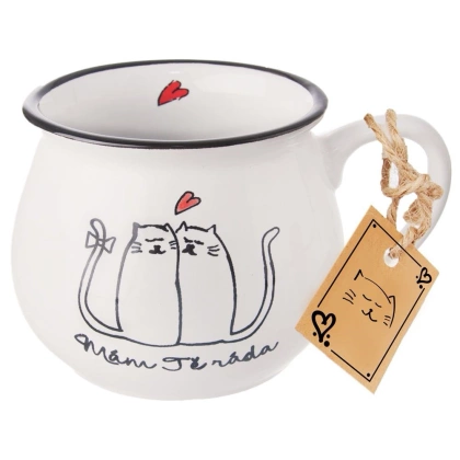 Kubek z uchwytem ceramiczny kotki 300 ml