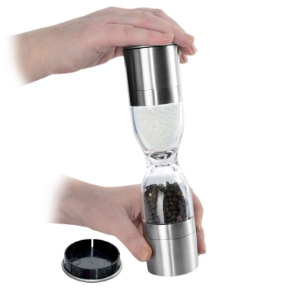 Młynek do mielenia przypraw soli pieprzu ręczny podwójny klepsydra