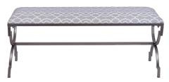 Ławka szara we wzory z metalowymi nogami