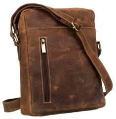 Skorzana listonoszka meska z kieszonkami