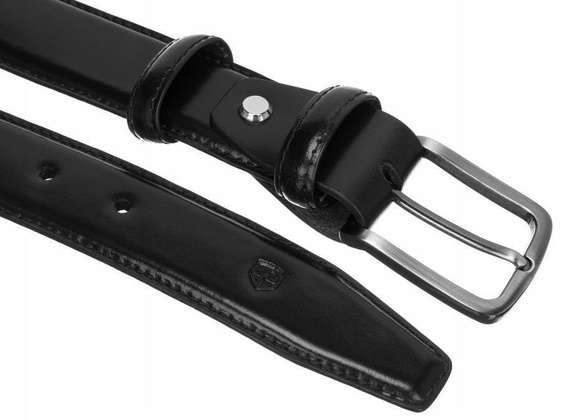 Skorzany szeroki pasek meski z klasyczna klamra