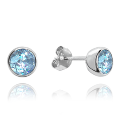 MINET Kolczyki srebrne z niebieskimi cyrkoniami