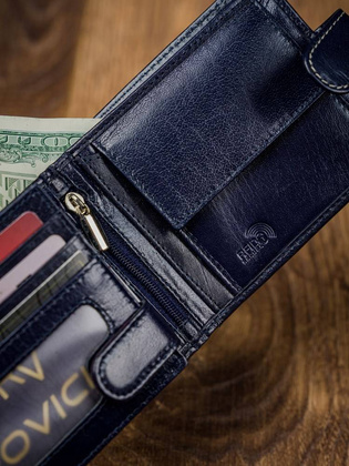 Poziomy portfel męski dwukolorowy ze skóry naturalnej hq