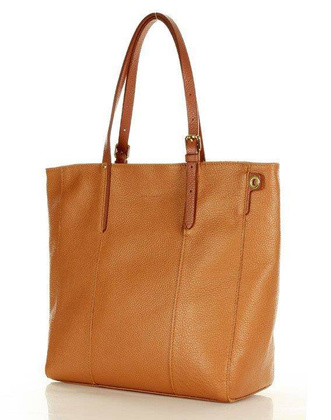 MARCO MAZZINI Elegancka torba skórzana sustainable leather bag brąz camel - min. zamówienie 20 / 50 / 100 szt.
