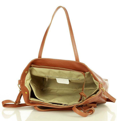 Shopper bag skórzana torebka na ramię trapez - MARCO MAZZINI brąz camel - min. zamówienie 20 / 50 / 100 szt.