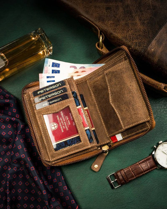 Duzy skorzany portfel meski na zamek