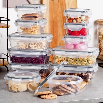 Pojemniki na żywność z pokrywką i uszczelką 12 szt.