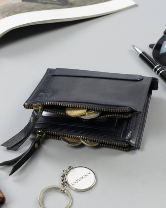 Portfel z dwiema kieszeniami na bilon Rovicky Granatowy