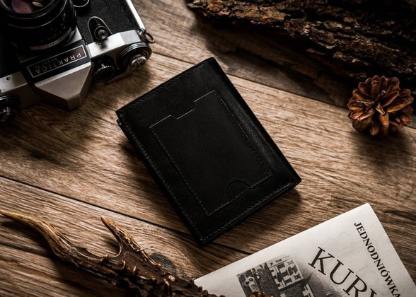 Skórzany portfel męski bez zapięcia z systemem rfid