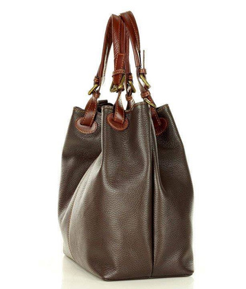 Torba skórzana klasyczny shopper bag - MARCO MAZZINI ciemny brąz caffe - min. zamówienie 20 / 50 / 100 szt.