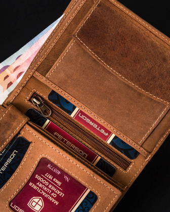 Skorzany portfel meski z systemem RFID Protect