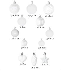 Bombki choinkowe komplet 120 szt. nietłukących plastikowych bombek - Biały