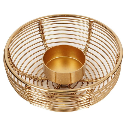 Świecznik na świeczkę tealight metalowy złoty 11x4,5 cm