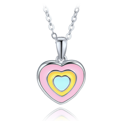 MINET Dziecięcy srebrny naszyjnik tęczowym sercem