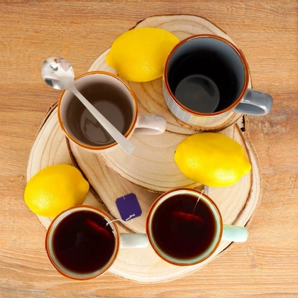 Kubek ceramiczny do picia kawy herbaty na prezent zestaw komplet kubków 4 sztuki 270 ml