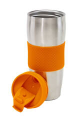Kubek termiczny AU LAIT, pomarańczowy, srebrny