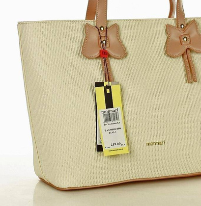 MONNARI Wygodna torebka shopper bag z motylkiem biały - min. zamówienie 20 / 50 / 100 szt.