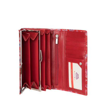 Duży czerwony portfel damski BajuBaj ze skóry licowej z biglem PD1602s86