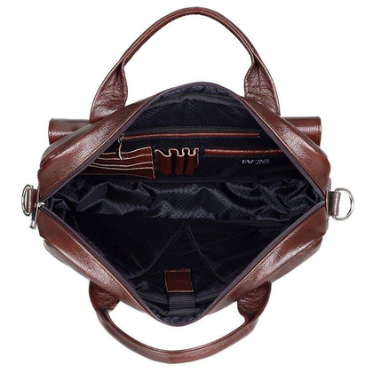 Skórzana torba męska na laptopa 15,6" ramię czekoladowa - Pavone Nero Rimini 2386 CZEK