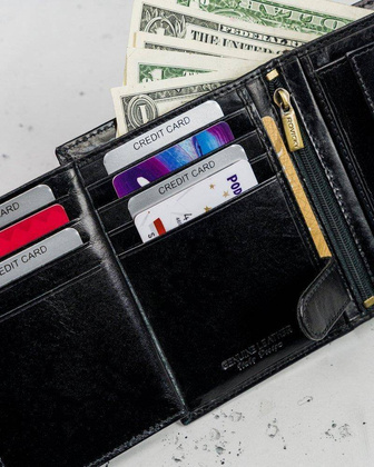 Portfel męski ze skóry licowej Rovicky Czarny