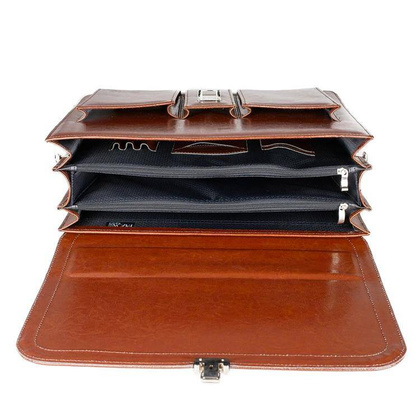 Skórzana teczka męska na laptopa brązowa - Pavone Nero Roma 2140 BR