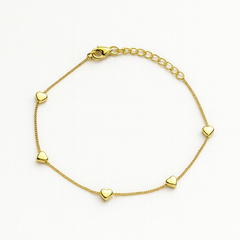 Bransoletka na rękę stal chirurgiczna pozłacana 14k złotem, serduszka BST1593