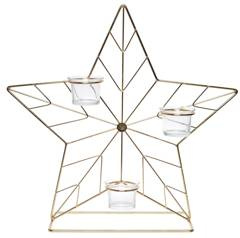 Świecznik metal gwiazda złota