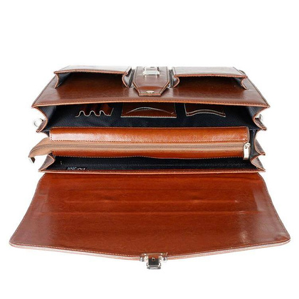 Skórzana teczka męska na ramię aktówka brązowa - Pavone Nero Savio 2287 BR