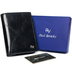 Pionowy portfel męski bez zapięcia z błyszczącej skóry naturalnej