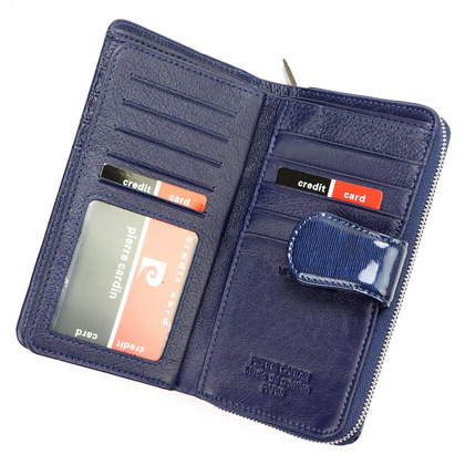 Duży skórzany portfel damski Pierre Cardin