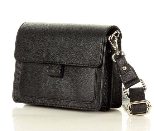 MARCO MAZZINI Torebka listonoszka skórzana messenger italian design czarna - min. zamówienie 20 / 50 / 100 szt.
