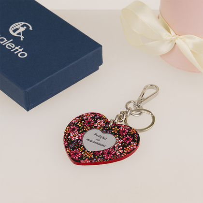 Skórzany brelok serce do kluczy grawer personalizowany ze skóry E24s82