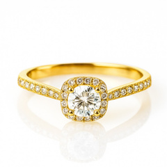 Pierścionek stal chirurgiczna platerowana złotem, z cyrkoniami PST967, Rozmiar pierścionków: US8 EU17