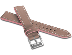 MINET Beżowy szyty pasek SLIM z luksusowej skóry Top Grain - 18