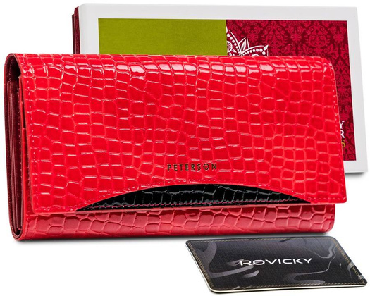 Duży, lakierowany portfel damski ze zwierzęcym wzorem