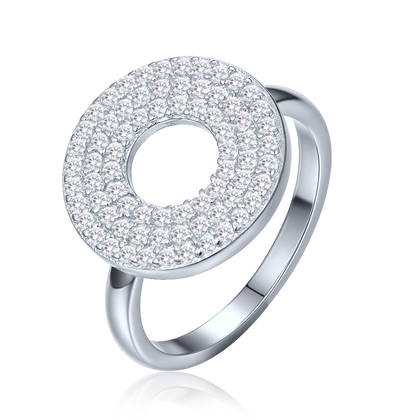 MINET Pierścien srebrny krąg z białymi cyrkoniami wielkość 20