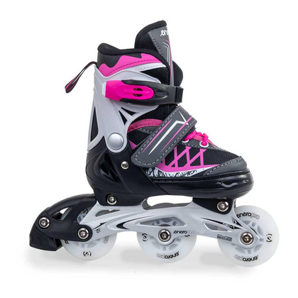 Łyżworolki - wrotki - łyżwy 4w1 ENERO PRO LED 26-29 Różowo - szare