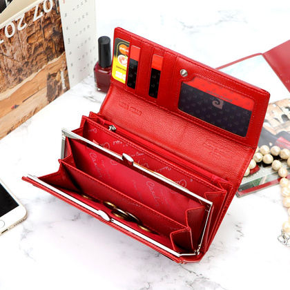 Duży skórzany portfel damski Pierre Cardin