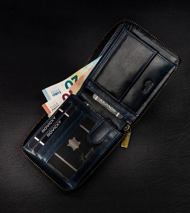 Duży, skórzany portfel męski na suwak