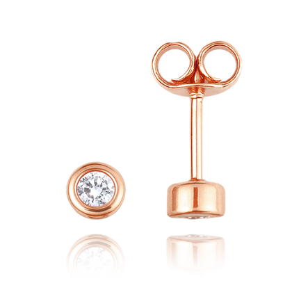 MINET Eleganckie złote kolczyki z różowego złota z białymi cyrkoniami Au 585/1000 0,90g