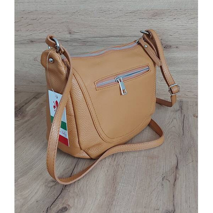 Duża pojemna Włoska skórzana listonoszka A5 Vera Pelle Camel VPLB25C