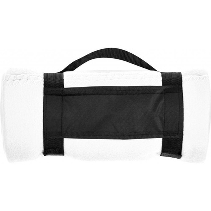 Koc polarowy z paskiem, biały