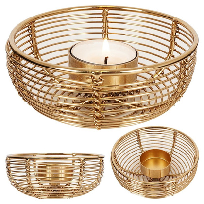 Świecznik na świeczkę tealight metalowy złoty 11x4,5 cm